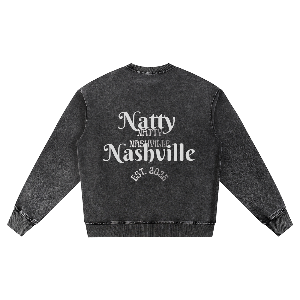 Snow Wash Oversized Crewneck Sweatshirt